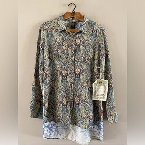 NWT Aratta Silent Journey Tunic Top 3D Boho Embroidered Paisley Floral Size S…